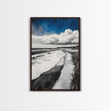 Sandy Path, Tranquil Beach Wall Art, Minimalist Coastal Home Decor, Nature Landscape Print, Ocean Retreat, Framed Canvas Print
