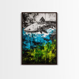 Fish Underwater, Blue Green Art, Abstract Ocean, Framed Canvas Print, Living Room Decor, Coastal Wall Art, Nautical Home Decor