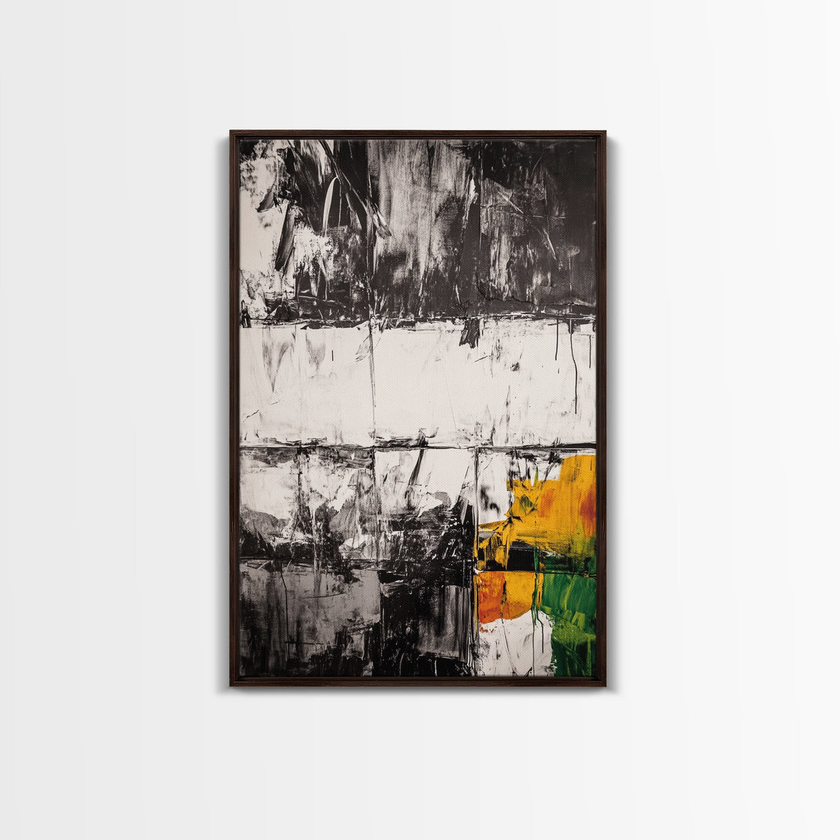 Textured Abstract, Mixed Media Art, Urban Modern, Black and Yellow, Minimalist Home Decor, Contemporary Artwork, Canvas Print