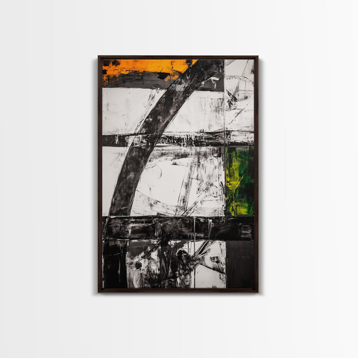 Geometric Patterns, Modern Abstract Art, Industrial Design, Black and Yellow, Unique Home Decor, Bold Style, Statement Artwork, Canvas Print