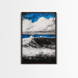 Ocean Wave Painting, Blue Seascape, Modern Coastal Art, Surfing Gift, Large Canvas Print, Beach House Decor, Living Room Wall Art