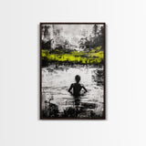 Woman in Water, Abstract Reflection, Moody Wall Art, Black and White Canvas Print, Contemporary Bedroom Art, Minimalist Home Decor