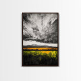 Dramatic Sky, Mountain Landscape, Autumn Wall Art, Golden Field Canvas Print, Rustic Home Decor, Modern Farmhouse Art, Large Wall Art