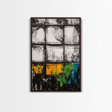 Abstract Windows, Modern Wall Art, Black and White Geometric Print, Industrial Home Decor, Framed Canvas Print, Contemporary Office Art