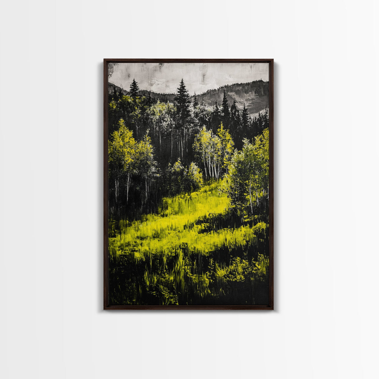 Forest Glow, Golden Trees, Nature Wall Art, Canvas Print, Mountain Landscape, Woodland Scene, Autumn Decor, Cabin Home Style, Moody Tones