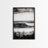 Black White Waves, Ocean Wall Art, Minimalist Coastal, Framed Canvas Print, Beach House Decor, Monochrome Seascape, Surfer Gift