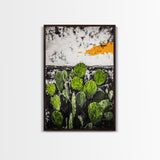 Cactus Art, Desert Scene, Framed Canvas Print, Southwest Wall Art, Boho Home Decor, Minimalist Nature Art, Living Room Statement Piece