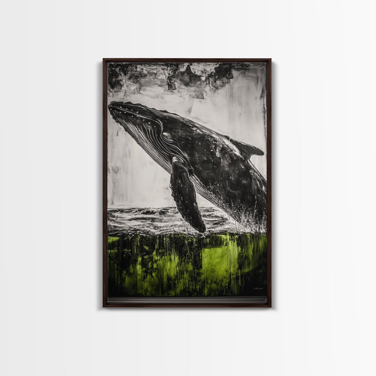 Humpback Whale, Ocean Wall Art, Framed Canvas Print, Black and White Art, Nautical Decor, Beach House Art, Coastal Wall Art