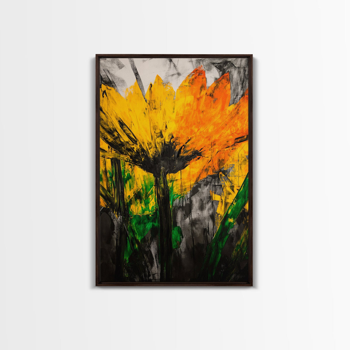 Sunflower Bloom, Fall Wall Art, Framed Canvas Print, Yellow Floral Art, Rustic Farmhouse Decor, Boho Kitchen Art, Country Home