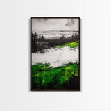 Coastal Cliffs, Ocean Landscape Art, Green Hills Painting, Nature Decor, Outdoor Wall Art, Minimalist Home Print, Framed Canvas Print