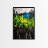 Vibrant Forest, Green Abstract, Textured Landscape, Framed Canvas Print, Boho Wall Art, Nature Inspired, Eclectic Home Decor