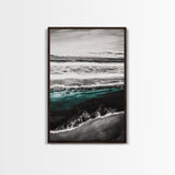 Monochrome Ocean Print, Coastal Wave Seascape, Nautical Wall Decor, Black and White Wall Art, Beach House Art, Framed Canvas Print