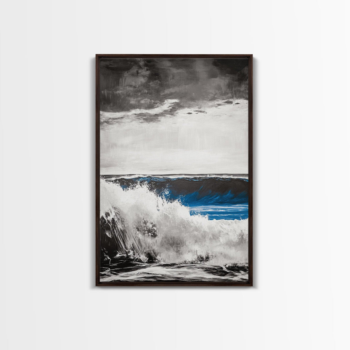 Ocean Wave Art, Monochrome Seascape Print, Coastal Wall Decor, Ocean Scene, Nautical Art, Beach House Print, Framed Canvas Print