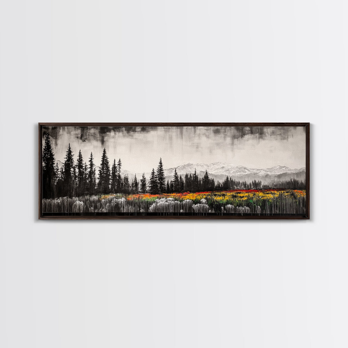 Mountain Landscape, Black and White Wall Art, Modern Nature Print, Rustic Living Room Decor, Autumn Canvas Print, Large Wall Art