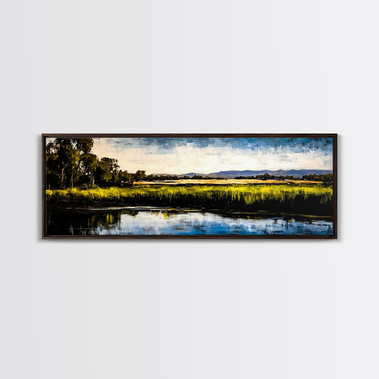 Serene River, Nature Landscape, Framed Canvas Print, Rustic Wall Art, Countryside Decor, Living Room Wall Art, Modern Farmhouse Style