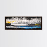 Stormy Ocean, Coastal Scene, Framed Canvas Print, Black and White Wall Art, Dramatic Seascape, Office Decor, Moody Landscape Painting
