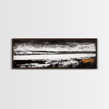 Moody Lake, Black and White Landscape, Canvas Print, Rustic Wall Art, Cabin Decor, Modern Minimalist Art, Office Artwork