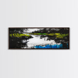 Moody River, Green Forest, Reflective Water, Canvas Print, Nature Wall Art, Tranquil Landscape, Modern Home Decor, Living Room Art