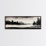 Foggy Forest, Minimalist Landscape, Nature Lover Wall Art, Framed Canvas Print, Calm and Serene Decor, Woodland Theme, Cozy Home Art