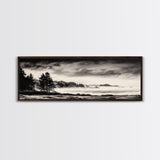 Misty Forest, Black and White Landscape, Minimalist Art, Large Wall Decor, Living Room Wall Art, Framed Canvas Print, Rustic Home Decor
