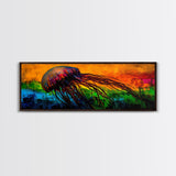 Jellyfish Art, Ocean Canvas Print, Vibrant Sea Life, Coastal Decor, Colorful Nautical Art, Modern Beach House, Living Room Wall Art
