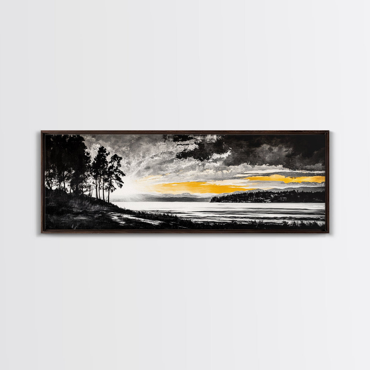 Sunset Landscape Art, Moody Sky Print, Nature Wall Decor, Mountain View Artwork, Rustic Home Decor, Warm Tones, Canvas Print