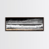 Ocean Waves Painting, Black and White Seascape, Coastal Wall Art, Nautical Beach Decor, Modern Minimalist Style, Framed Canvas Print