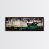 Modern Loon Art, AbstractArt, Water Bird Painting, Nature Wall Art, Framed Canvas Print, Office Decor, Minimalist Art, Contemporary Style
