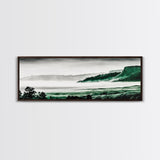Foggy Mountains, Misty Forest Scene, Serene Nature Art, Minimalist Wall Decor, Framed Canvas Print, Bedroom Wall Art, Green Tones, Tranquil Vibes
