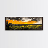 Sunset Landscape, Golden Sky, Framed Canvas Print, Modern Wall Art, Large Landscape Art, Fall Decor, Living Room Art, Rustic Home Decor