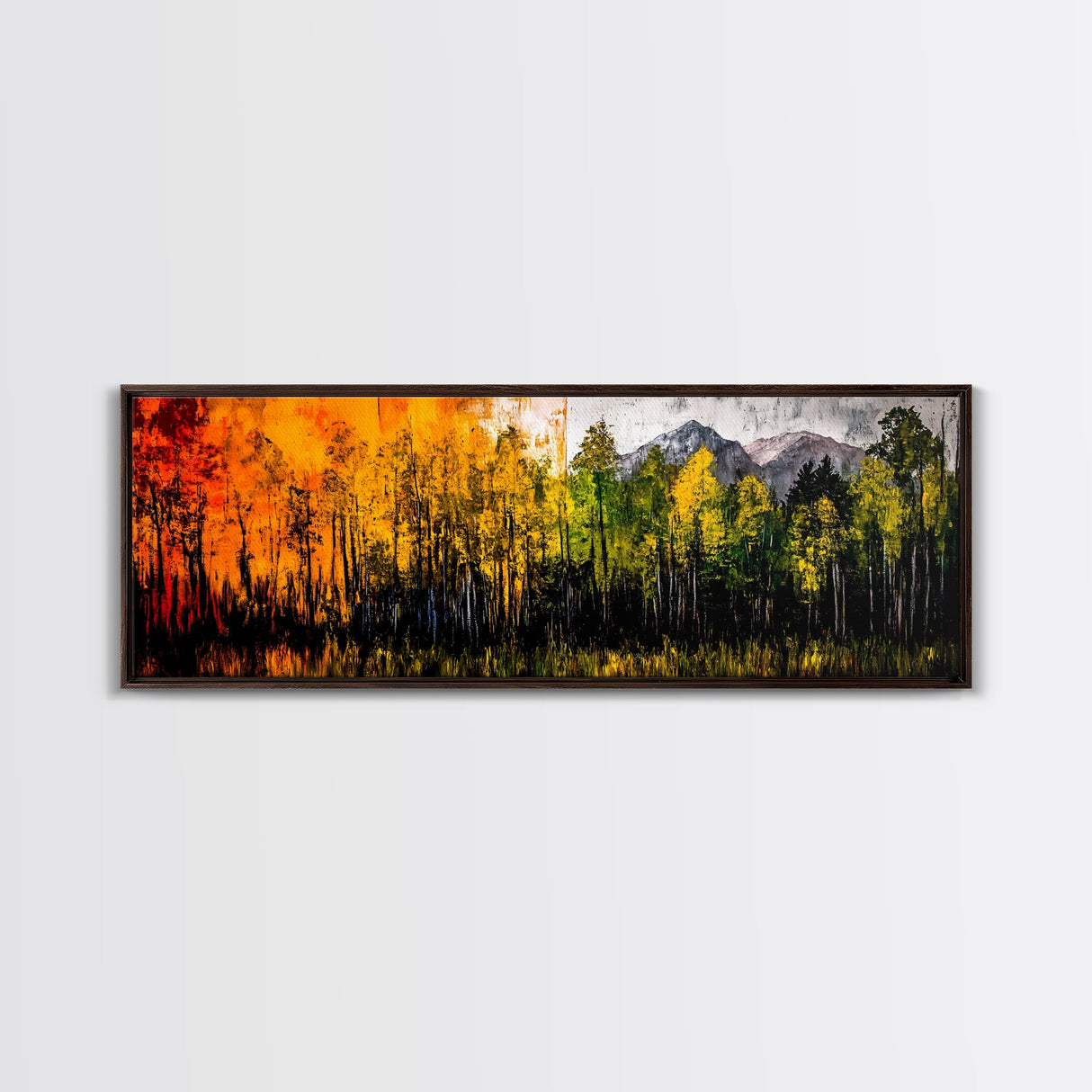 Autumn Trees, Mountain View, Framed Canvas Print, Fall Landscape Art, Rustic Home Decor, Large Wall Art, Warm Color Wall Art