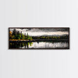 Lake Reflection, Mountain Trees, Framed Canvas Print, Serene Landscape Art, Large Nature Wall Art, Tranquil Home Decor, Bedroom Wall Art