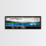 Lake Reflection, Blue Water Art, Minimalist Landscape, Nature Serenity, Monochrome Sky, Peaceful Home Decor, Canvas Print