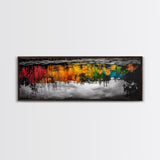 Colorful Reflection, Abstract Water Art, Nature Painting, Autumn Trees, Vibrant Colors, Black and White Contrast, Canvas Print