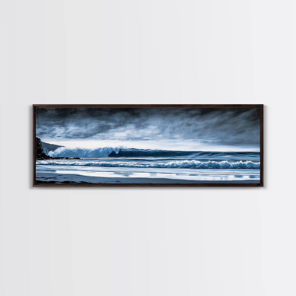 Ocean Wave, Moody Seascape, Blue Water Art, Stormy Sky, Coastal Home Accent, Surfer Decor, Minimalist Wall Art, Canvas Print