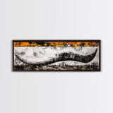 Abstract Horn, Western Wall Art, Longhorn Painting, Framed Canvas Print, Modern Farmhouse, Rustic Decor, Cowboy Wall Art, Black and White