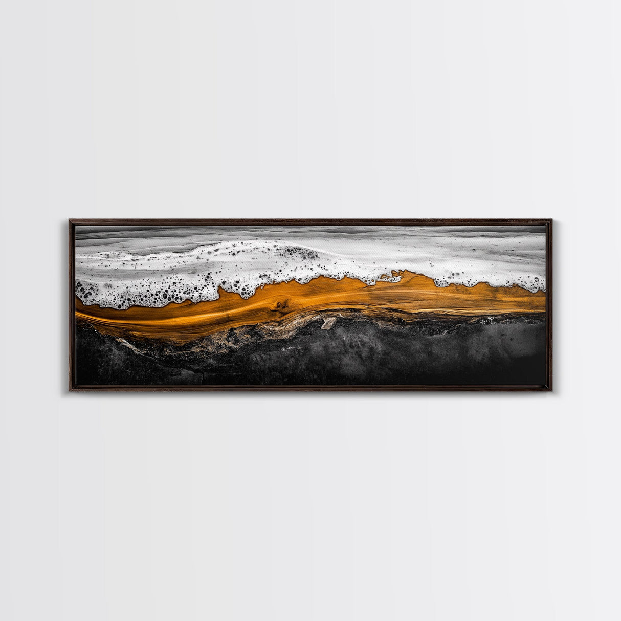 Ocean Wave, Coastal Abstract, Black and Gold Art, Framed Canvas Print, Beach House Decor, Modern Wall Art, Surf Art, Nautical Decor
