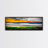 Sunset Beach, Ocean Waves, Abstract Seascape, Framed Canvas Print, Modern Coastal Decor, Living Room Wall Art, Beach House Art