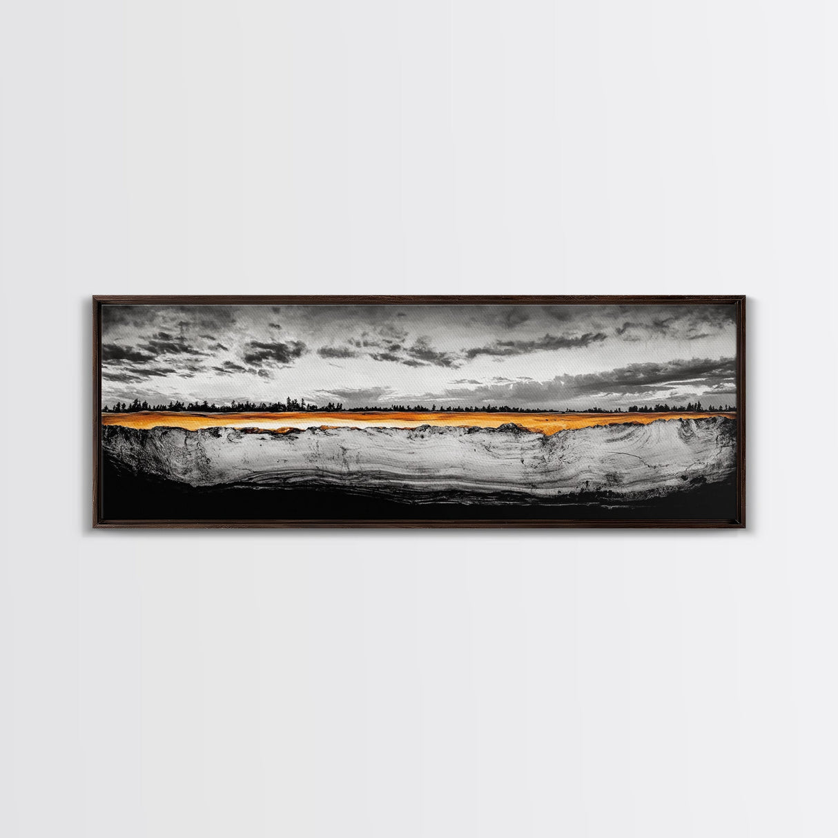 Golden Horizon, Dramatic Sky, Minimalist Landscape, Framed Canvas Print, Neutral Wall Art, Modern Office Decor, Large Wall Hanging