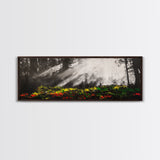 Sunlit Forest, Nature Pathway, Woodland Wall Art, Framed Canvas Print, Autumn Landscape Painting, Cozy Cabin Decor, Rustic Home Art