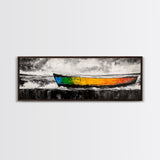 Vibrant Boat, Nautical Art, Abstract Seascape, Colorful Wall Art, Living Room Art, Coastal Home Decor, Framed Canvas Print