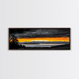 Sunset Over Mountains, Dramatic Landscape Art, Black and Yellow Wall Art, Bold Sky Painting, Nature Print, Office Wall Decor, Framed Canvas Prin