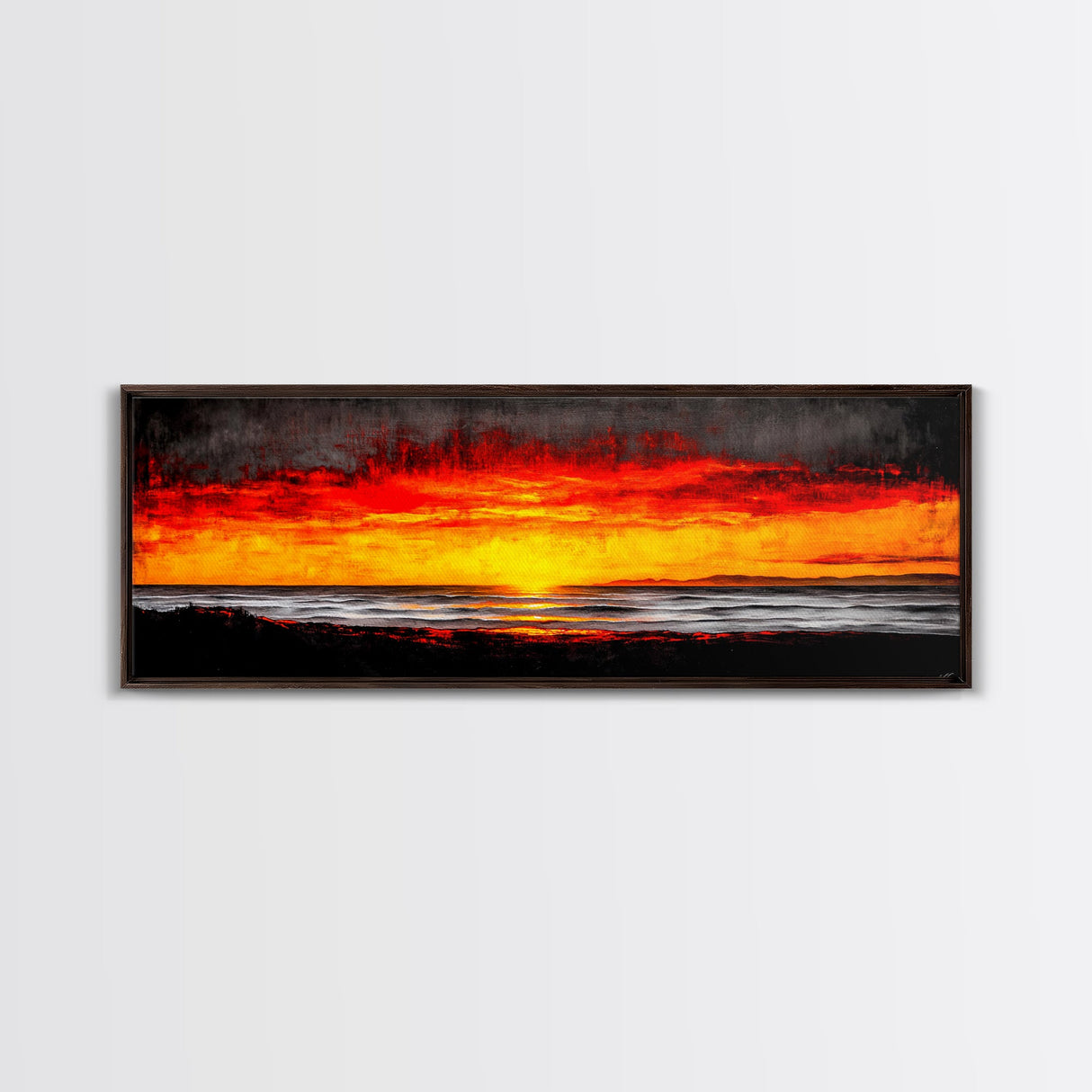 Sunset, Ocean, Waves, Canvas Print, Vibrant Sunset Wall Art, Beach House Decor, Coastal Painting, Living Room Art, Boho Aesthetic, Seascape