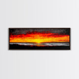 Sunset, Ocean, Waves, Canvas Print, Vibrant Sunset Wall Art, Beach House Decor, Coastal Painting, Living Room Art, Boho Aesthetic, Seascape