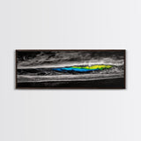 Black, White, Wave, Framed Canvas Print, Surf Wall Art, High Contrast Ocean Scene, Modern Coastal Decor, Contemporary Wave Painting, Monochrome