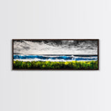 Stormy Pier, Coastal Wall Art, Moody Ocean Print, Beach House Decor, Nautical Themed Home, Black and White Seascape, Canvas Print