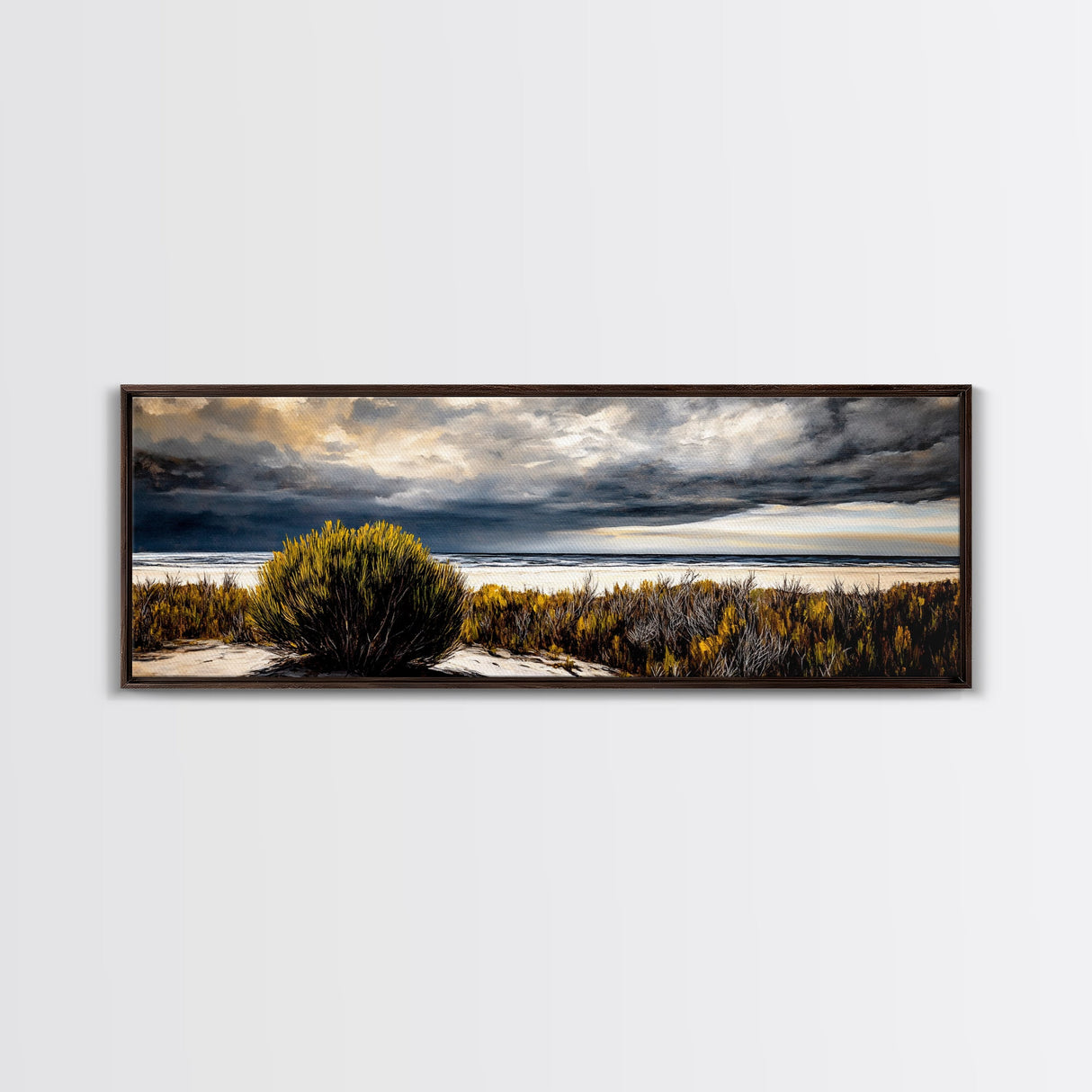 Stormy, Coastal Landscape, Seascape, Beach, Framed Canvas Print, Large Wall Art, Modern Painting, Ocean Decor, Bedroom Wall Art, Moody Art