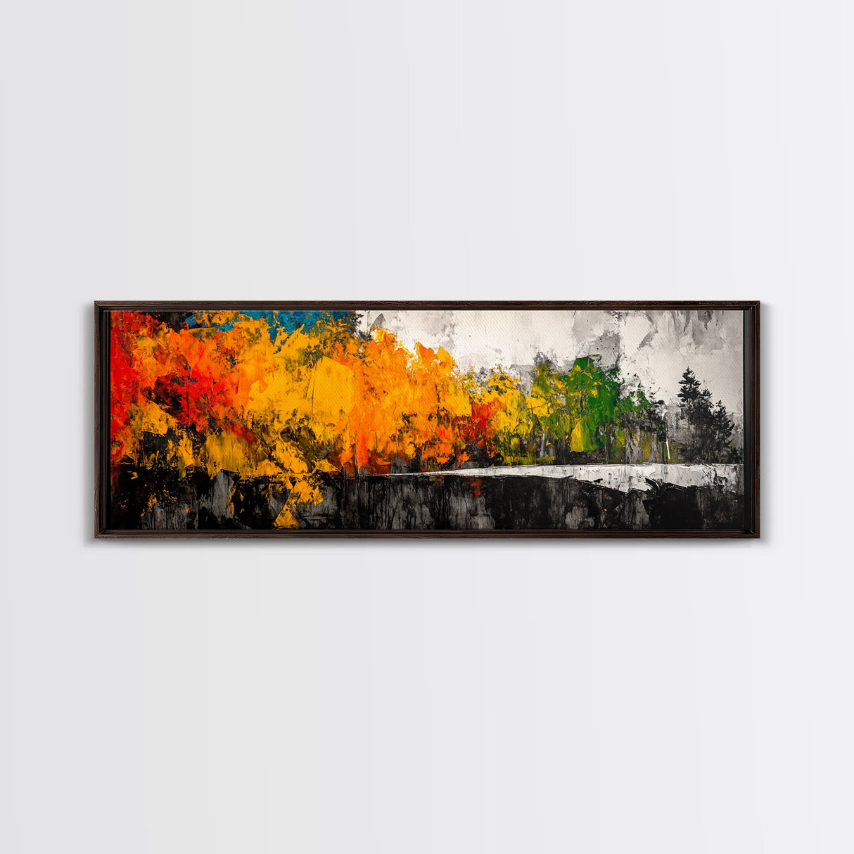 Autumn Forest, Vibrant Foliage, Fall Landscape, Nature Inspired Art, Framed Canvas Print, Cozy Home Decor, Rustic Cabin Wall Art, Boho Aesthetic