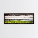 Barbed Wire Art, Rural Landscape Print, Farmhouse Wall Decor, Countryside Canvas Print, Rustic Living Room Art, Framed Canvas Print