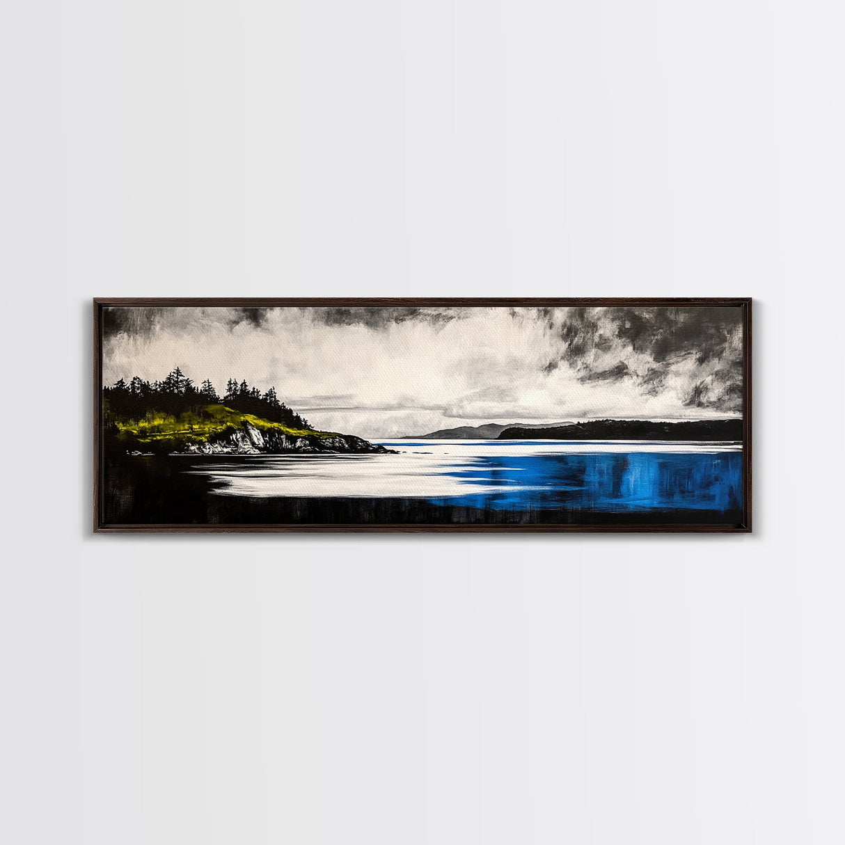 Dramatic Seascape Art, Black and White Ocean Painting, Moody Landscape Print, Nautical Wall Decor, Modern Home Art, Framed Canvas Print